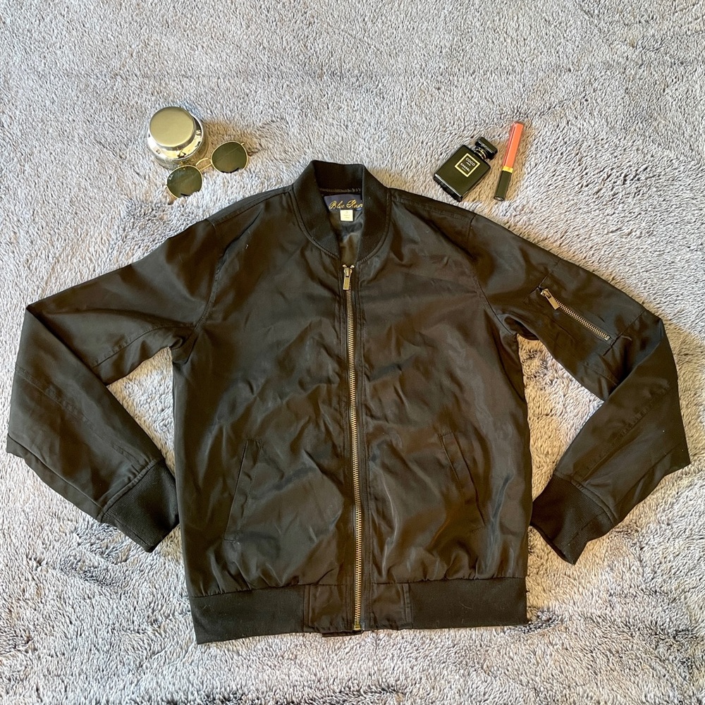 Francesca’s Blue Rain Bomber Jacket